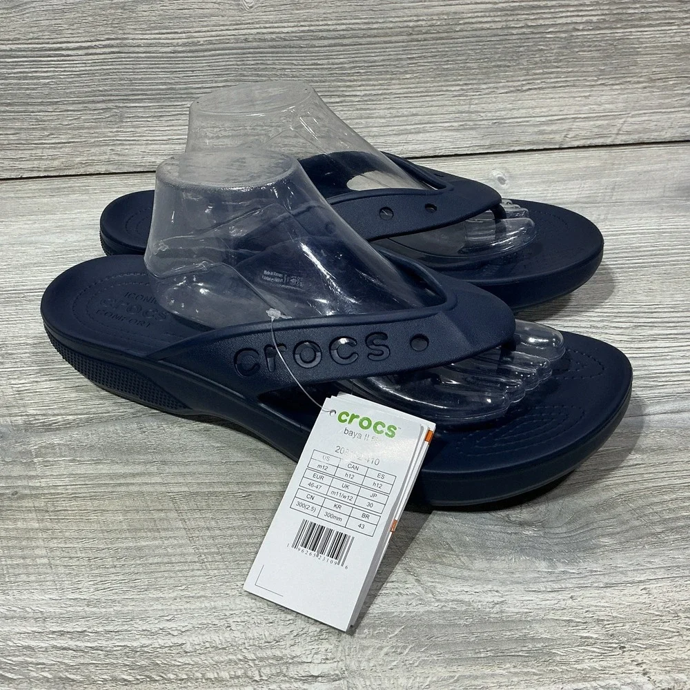 Crocs Baya II Mens Flip Flops 208192 Blue Slip On Casual Beach Sandals Size 12